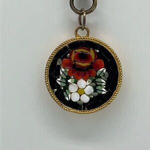 Elegant Floral Mosaic Pendant Necklace